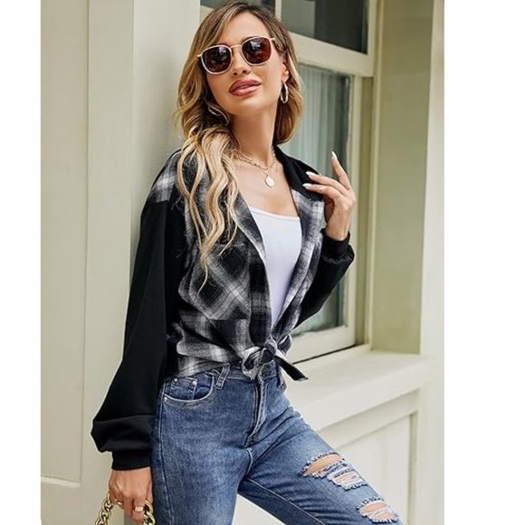 Blooming Jelly Womens Plaid hooded Flannel Shirts Long Sleeve Hoodies. d07 - Picture 3 of 7